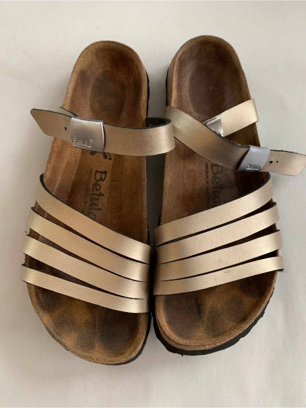 Birkenstock Betula Gold Strappy Slide Sandals women’s size 41 US 10